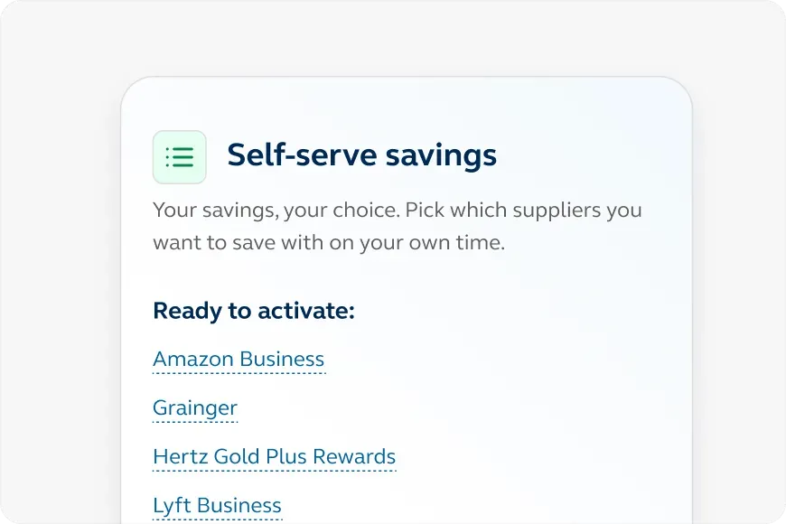 A list of available self-serve savings once you sign up for an account.